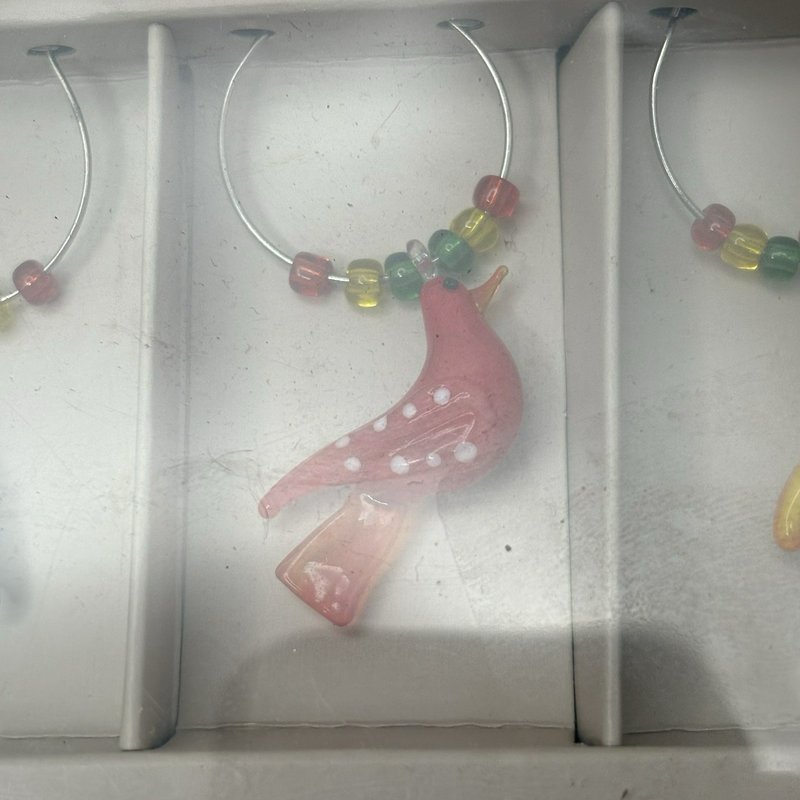 Pier 1 Imports Bird Drink Charms Set of 6 Colorful Stem Markers