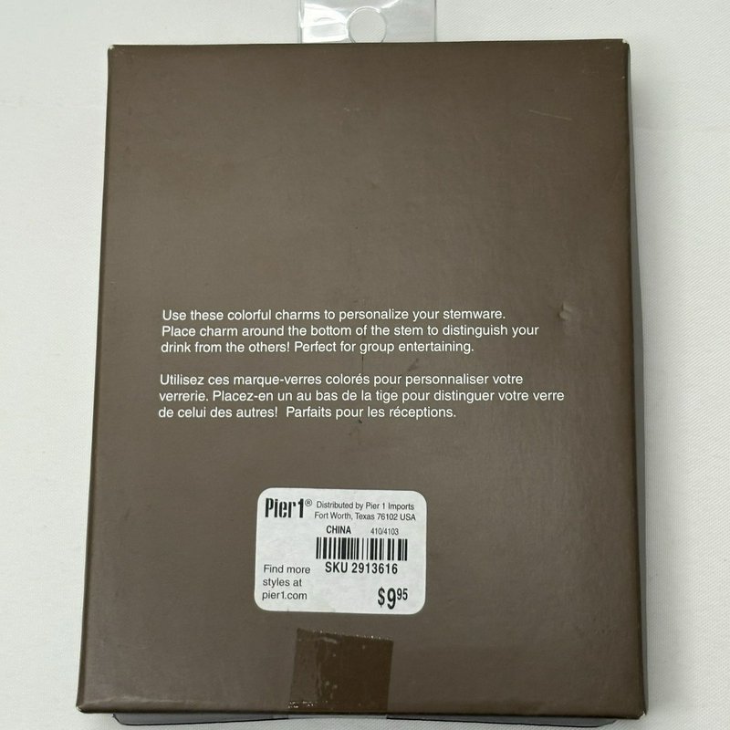 Pier 1 Imports Bird Drink Charms Set of 6 Colorful Stem Markers