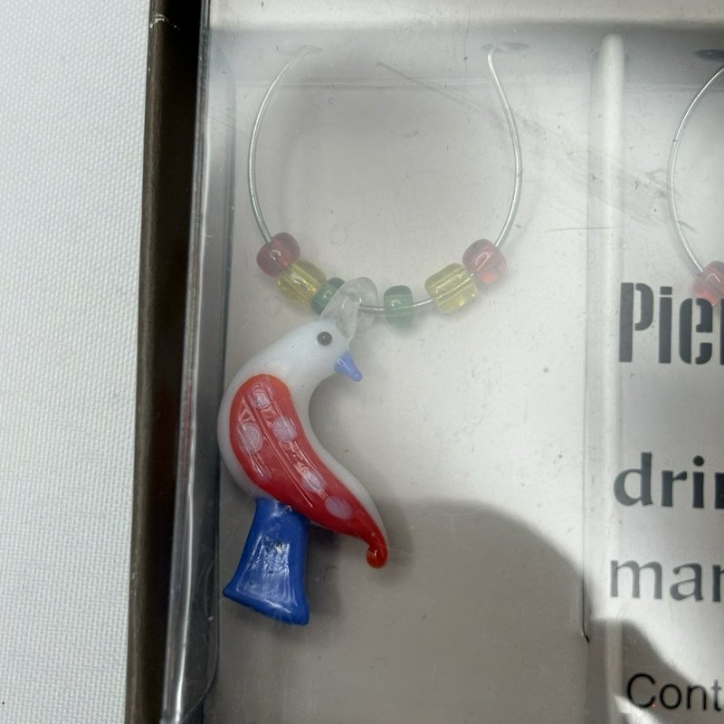 Pier 1 Imports Bird Drink Charms Set of 6 Colorful Stem Markers
