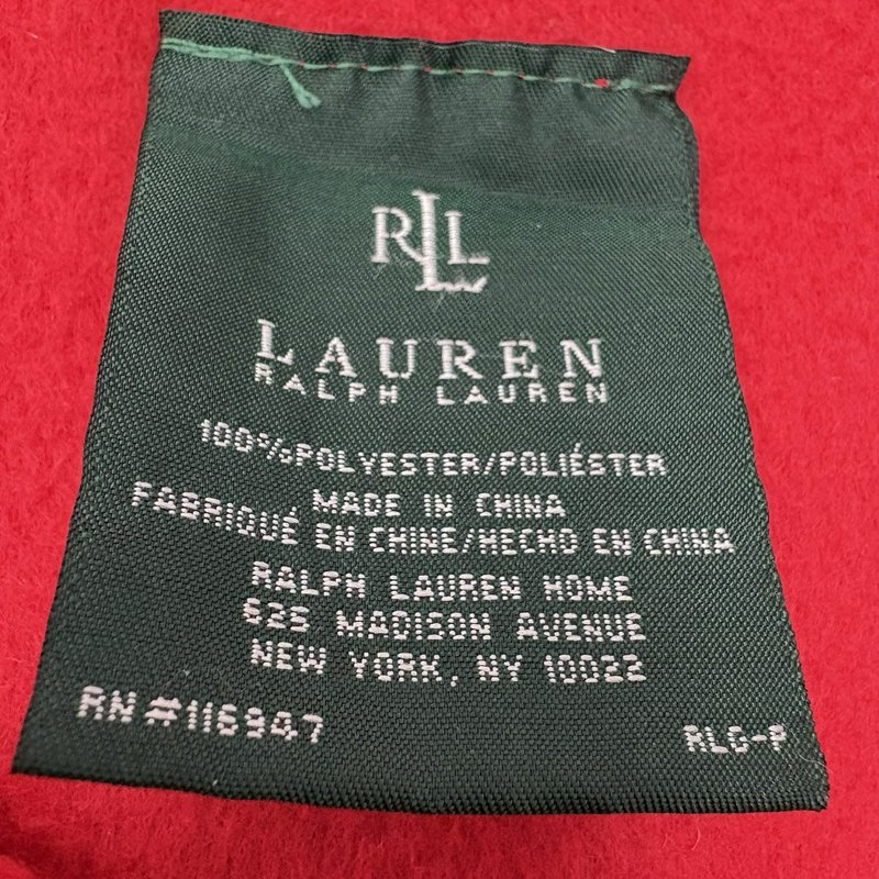 Lauren Ralph Lauren Red Fleece Throw Blanket RL Flag 50x70 Patriotic