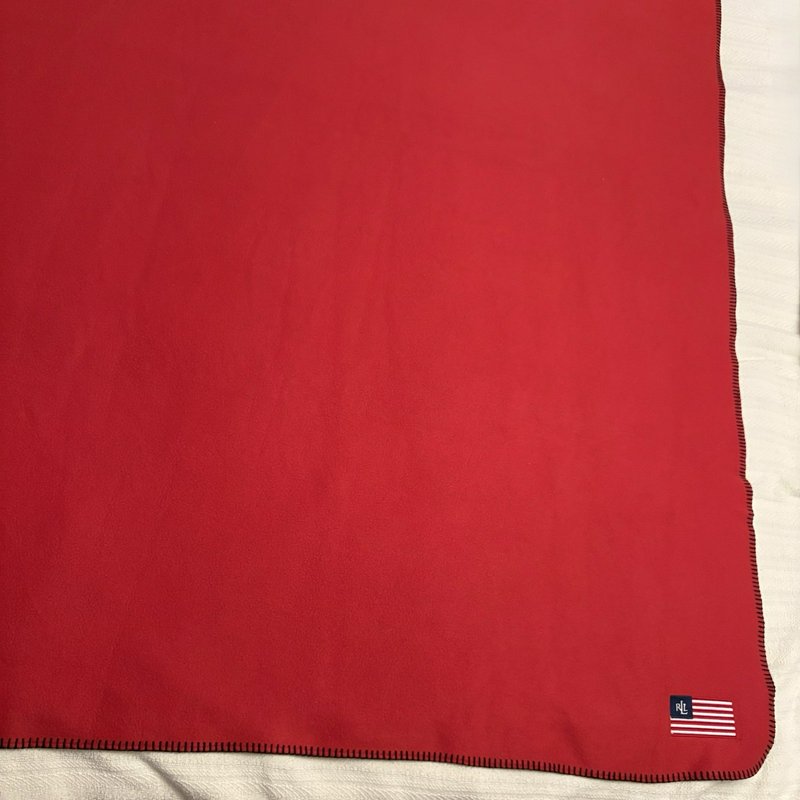 Lauren Ralph Lauren Red Fleece Throw Blanket RL Flag 50x70 Patriotic