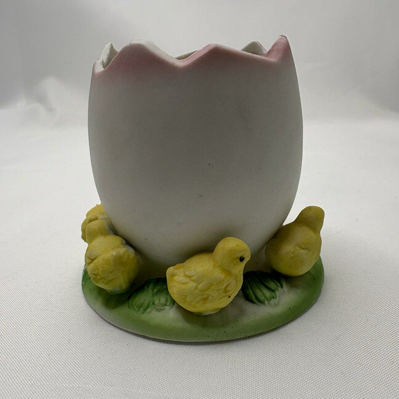Vintage Lefton Style Easter Chick Egg Figurine Trinket Box Set Spring Decor