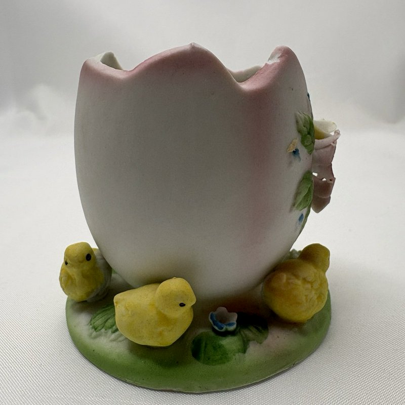Vintage Lefton Style Easter Chick Egg Figurine Trinket Box Set Spring Decor