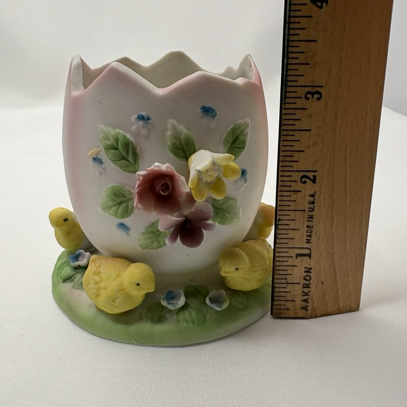 Vintage Lefton Style Easter Chick Egg Figurine Trinket Box Set Spring Decor