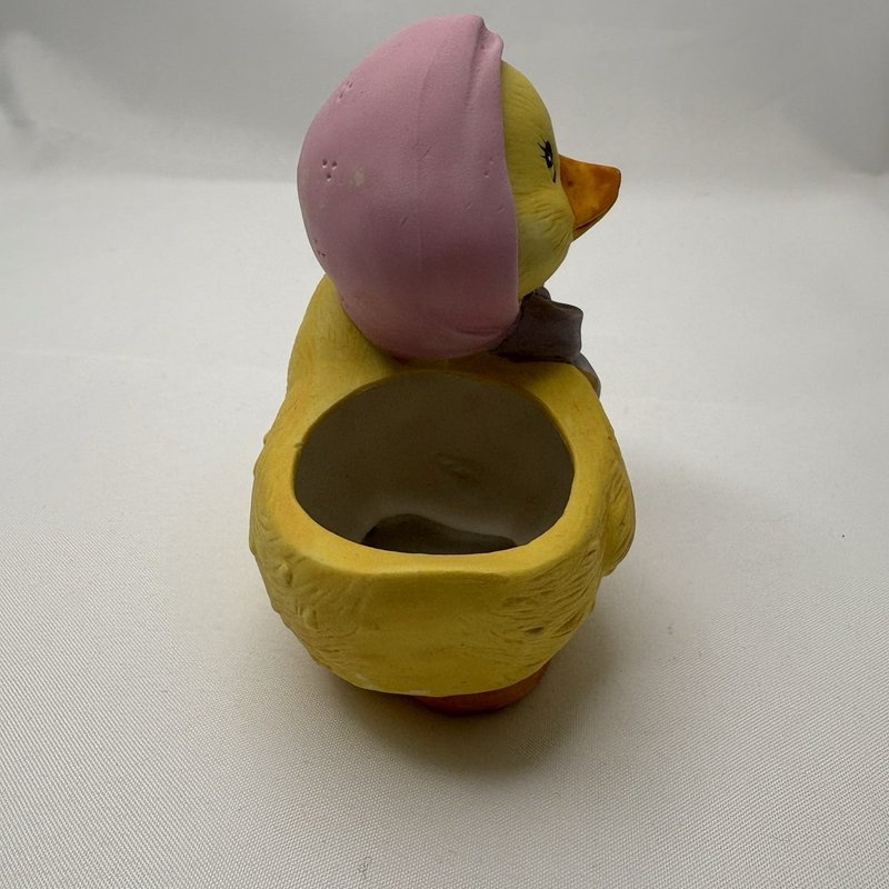 Vintage Lefton Style Easter Chick Egg Figurine Trinket Box Set Spring Decor