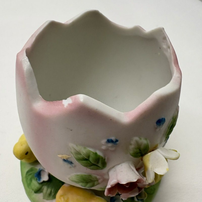Vintage Lefton Style Easter Chick Egg Figurine Trinket Box Set Spring Decor