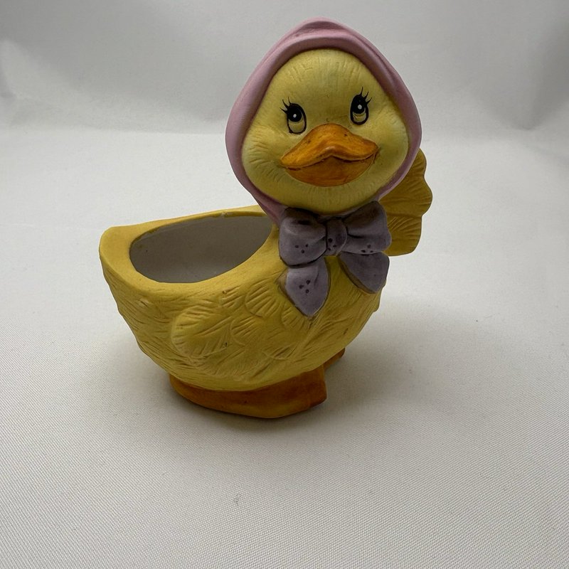 Vintage Lefton Style Easter Chick Egg Figurine Trinket Box Set Spring Decor