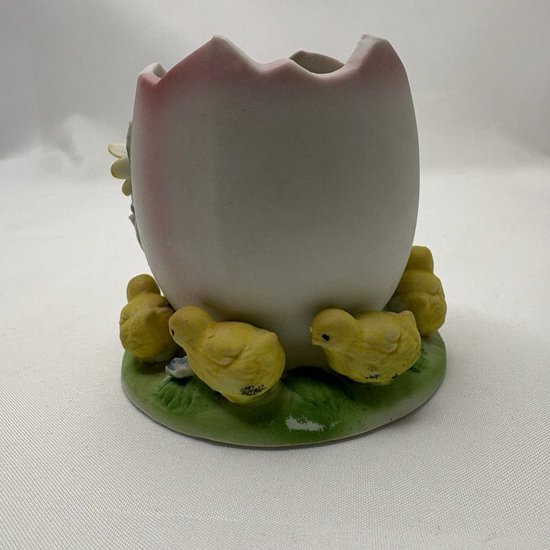 Vintage Lefton Style Easter Chick Egg Figurine Trinket Box Set Spring Decor