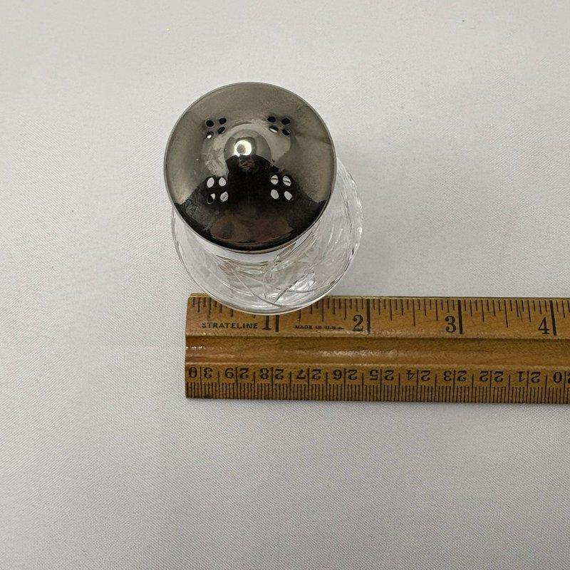 Royal Brierley Etched Cornflower Glass Salt Pepper Shakers Silver Tone Lids