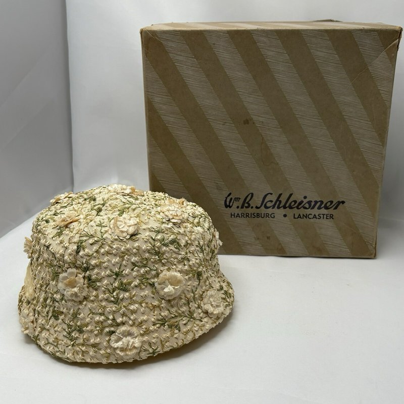 Vintage W.B. Schleisner Floral Hat w Box Harrisburg Lancaster