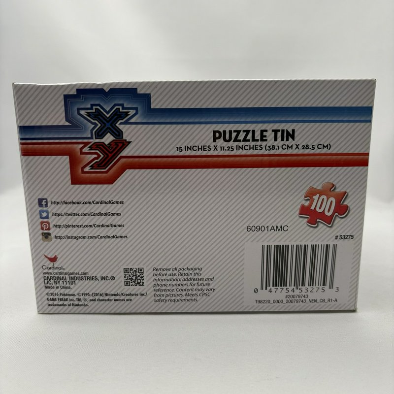 Pokemon XY Puzzle Tin Pokeball 100 Piece Cardinal Jigsaw 15x11.25 New