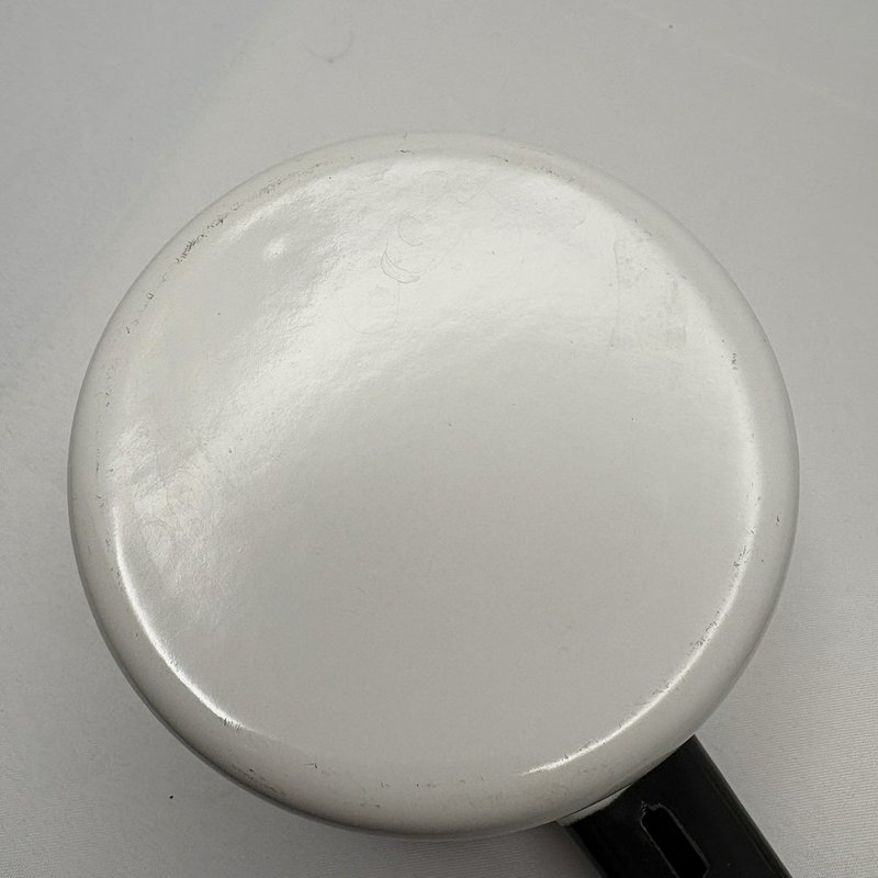 Vintage Lisk Flintstone 1/2 Qt Enamel Double Boiler White Black Handles w Lid