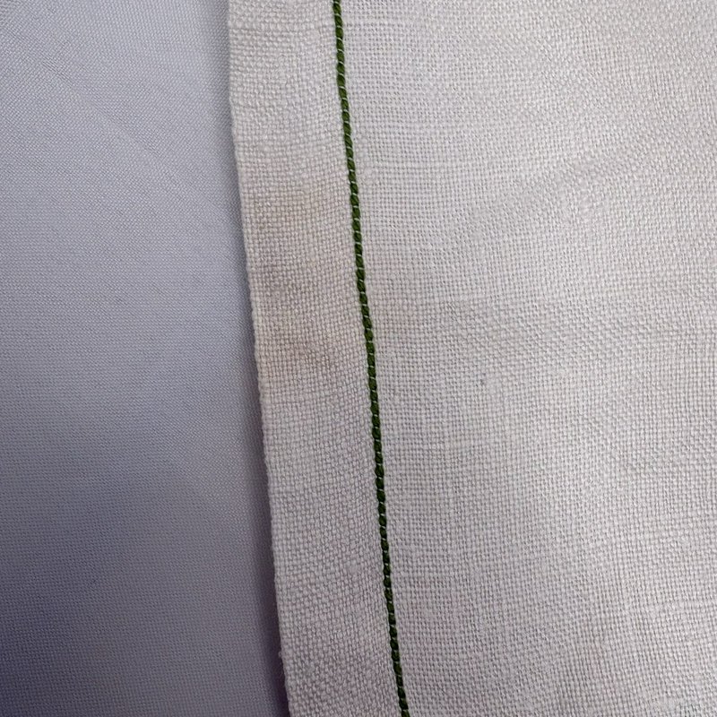 Vintage Mid Century Linen Tablecloth Green Geometric Square 31.5 in