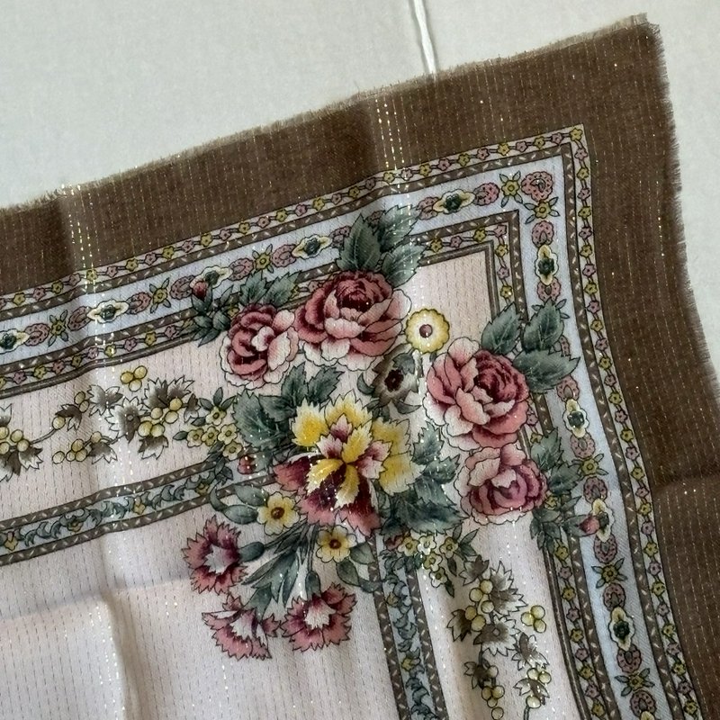Vintage Floral Scarf Japan Pink Roses Square 30x30