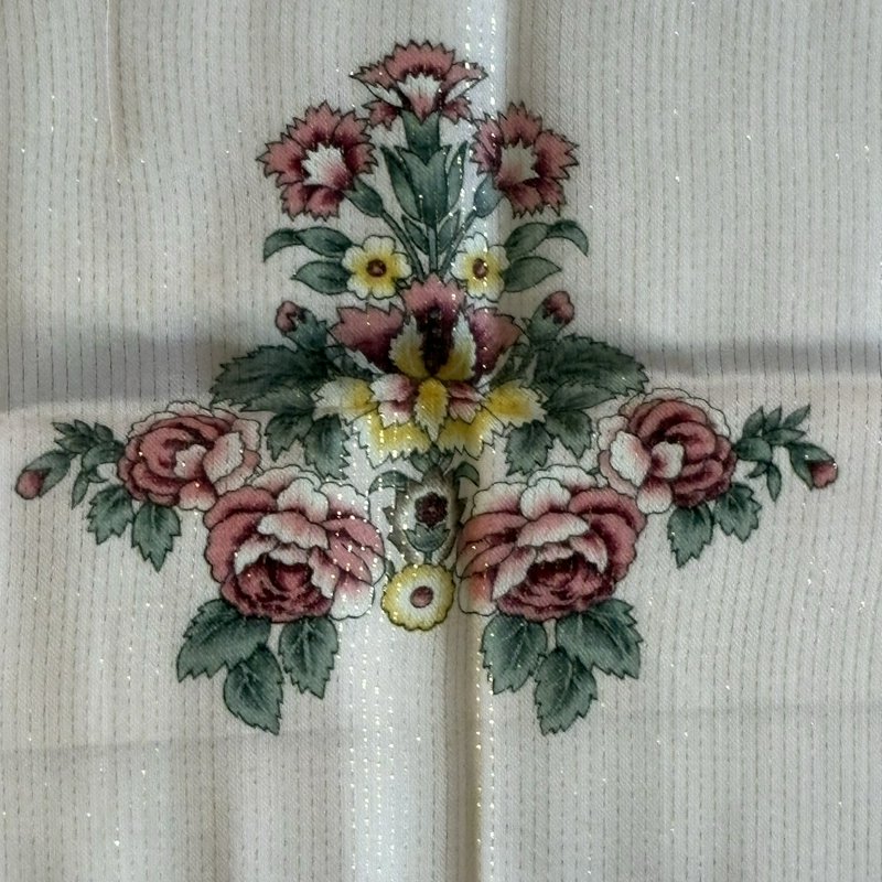 Vintage Floral Scarf Japan Pink Roses Square 30x30