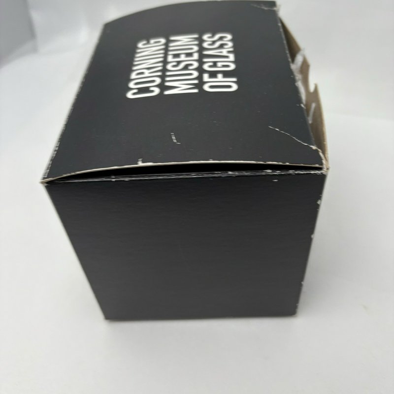 Corning Museum Glass Etched Floral Globe Bud Vase Art Glass 4"