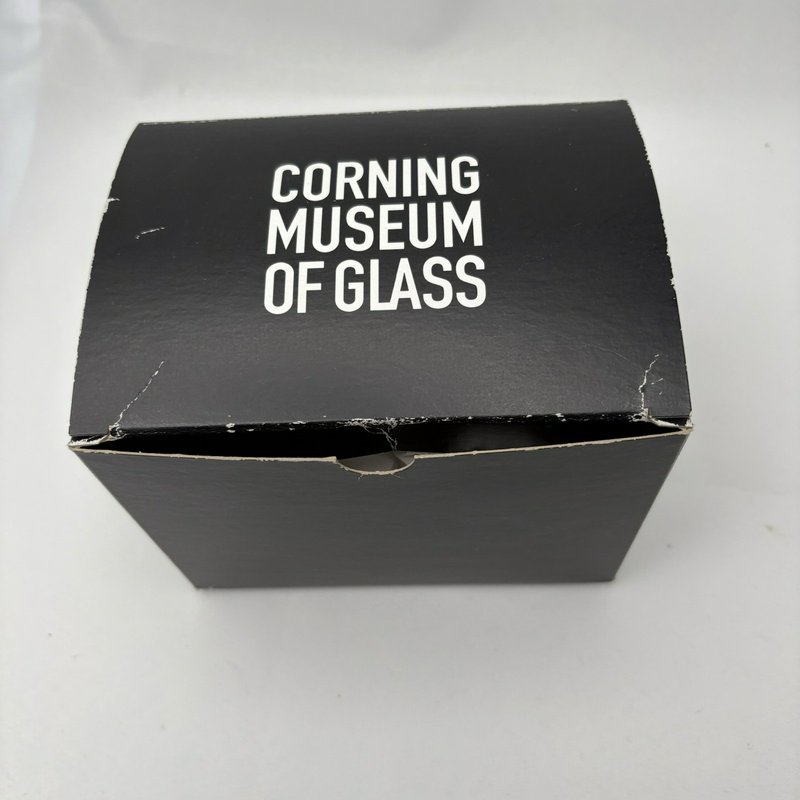 Corning Museum Glass Etched Floral Globe Bud Vase Art Glass 4"