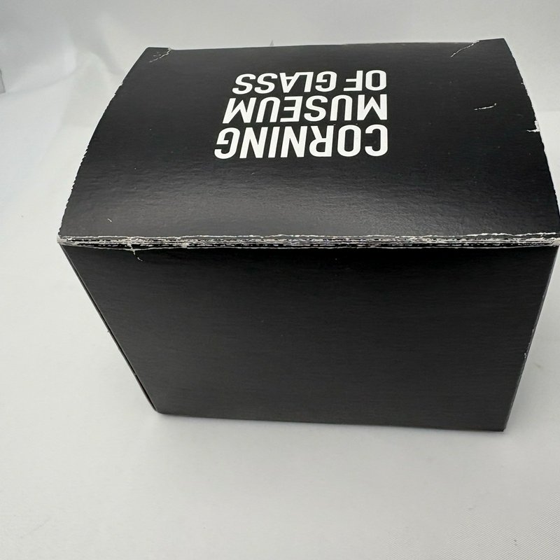 Corning Museum Glass Etched Floral Globe Bud Vase Art Glass 4"