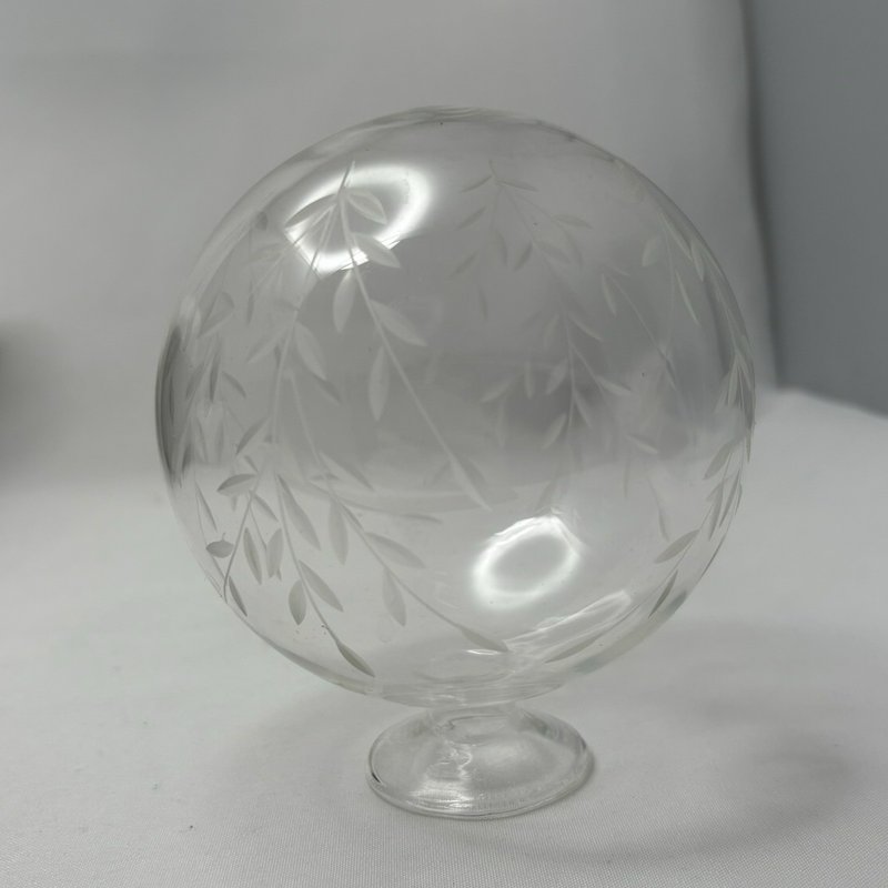 Corning Museum Glass Etched Floral Globe Bud Vase Art Glass 4"