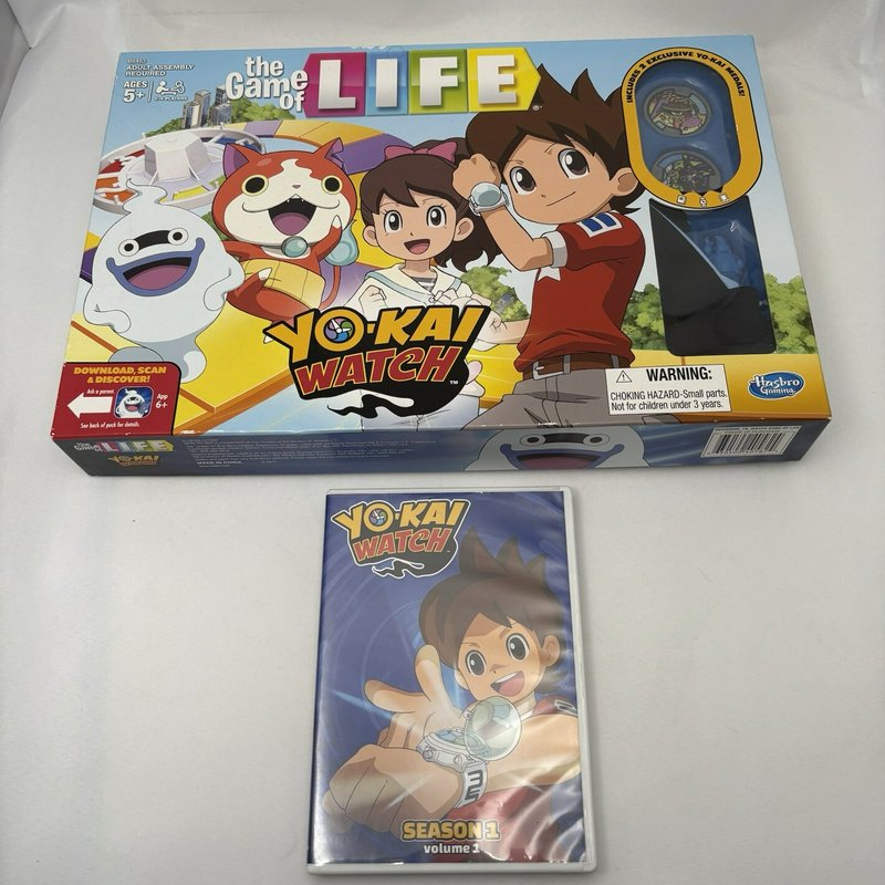 Yo-Kai Watch Game of Life Board Game Complete + Season 1 DVD Hasbro Lot