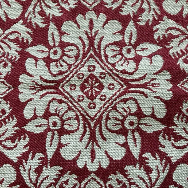 Vintage Style Jacquard Table Runner Red Cream Rooster Floral Fringe 38.5”