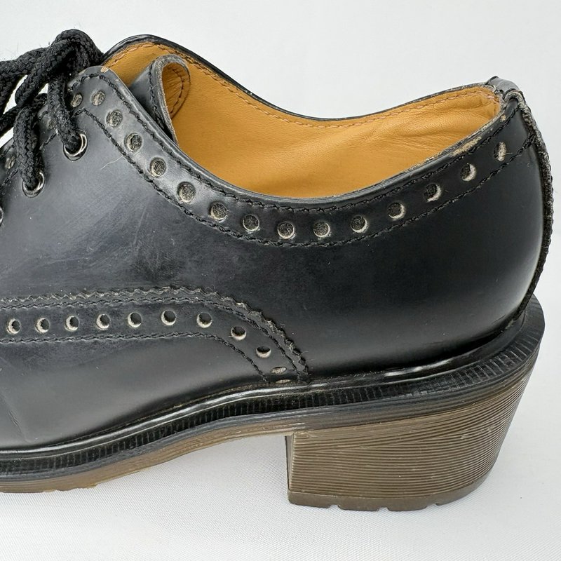 Dr Martens Women’s Made In England Vintage Brogue Heel Shoes Black Leather UK 6