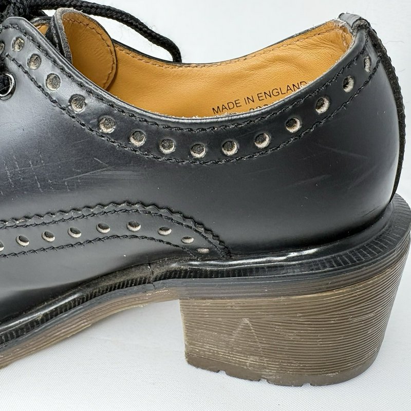Dr Martens Women’s Made In England Vintage Brogue Heel Shoes Black Leather UK 6