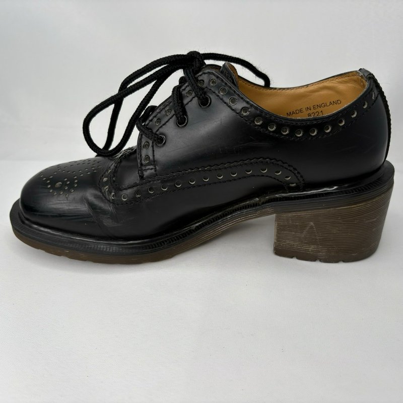 Dr Martens Women’s Made In England Vintage Brogue Heel Shoes Black Leather UK 6