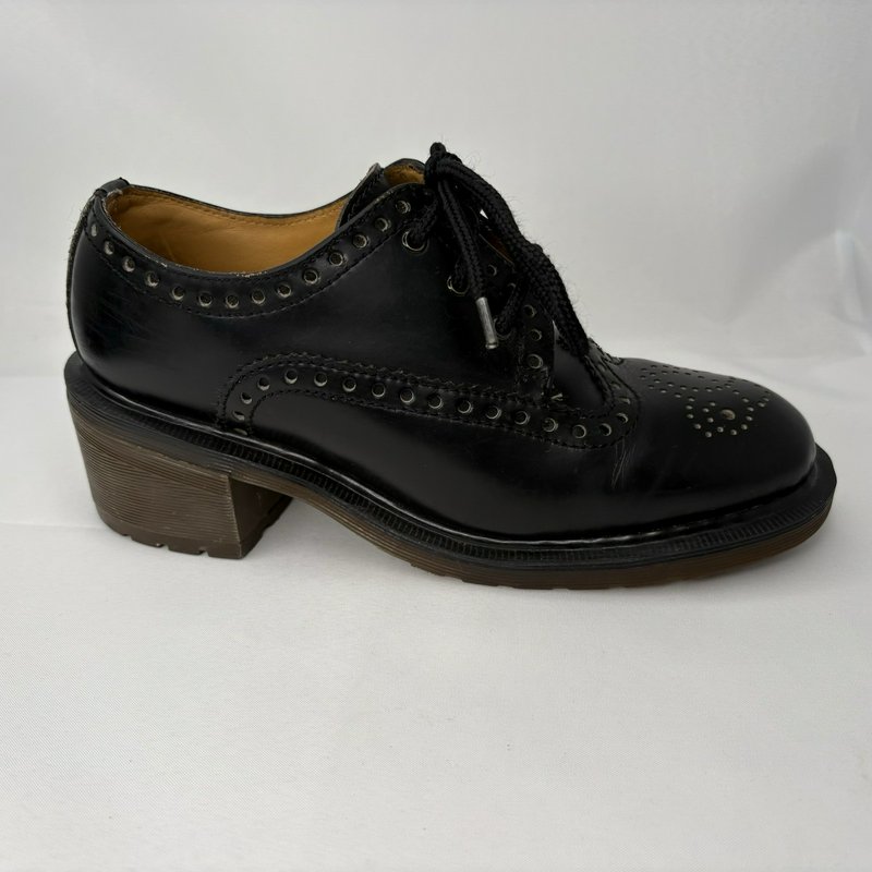 Dr Martens Women’s Made In England Vintage Brogue Heel Shoes Black Leather UK 6