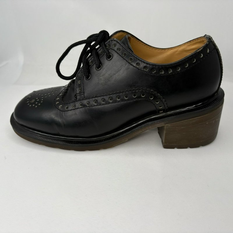 Dr Martens Women’s Made In England Vintage Brogue Heel Shoes Black Leather UK 6