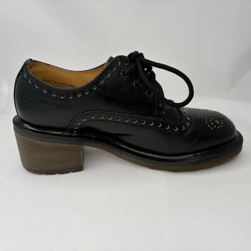 Dr Martens Women’s Made In England Vintage Brogue Heel Shoes Black Leather UK 6