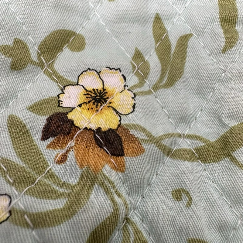 Isabella’s Journey Floral Quilted Shoulder Bag Sage Green Cotton Zip Purse