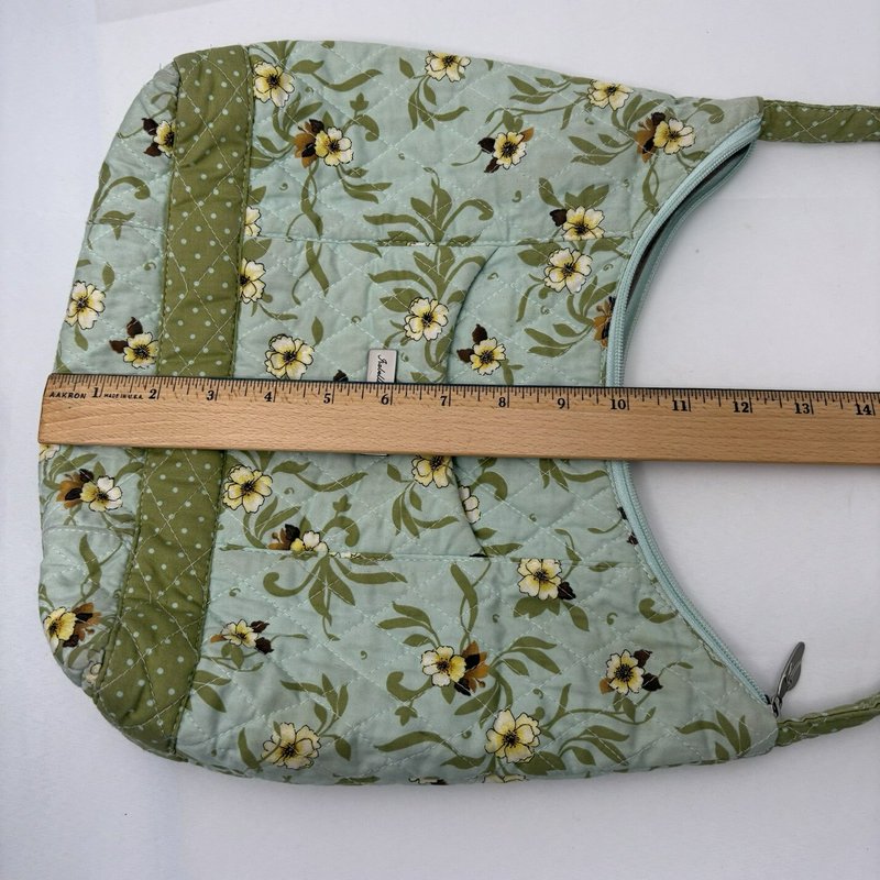 Isabella’s Journey Floral Quilted Shoulder Bag Sage Green Cotton Zip Purse