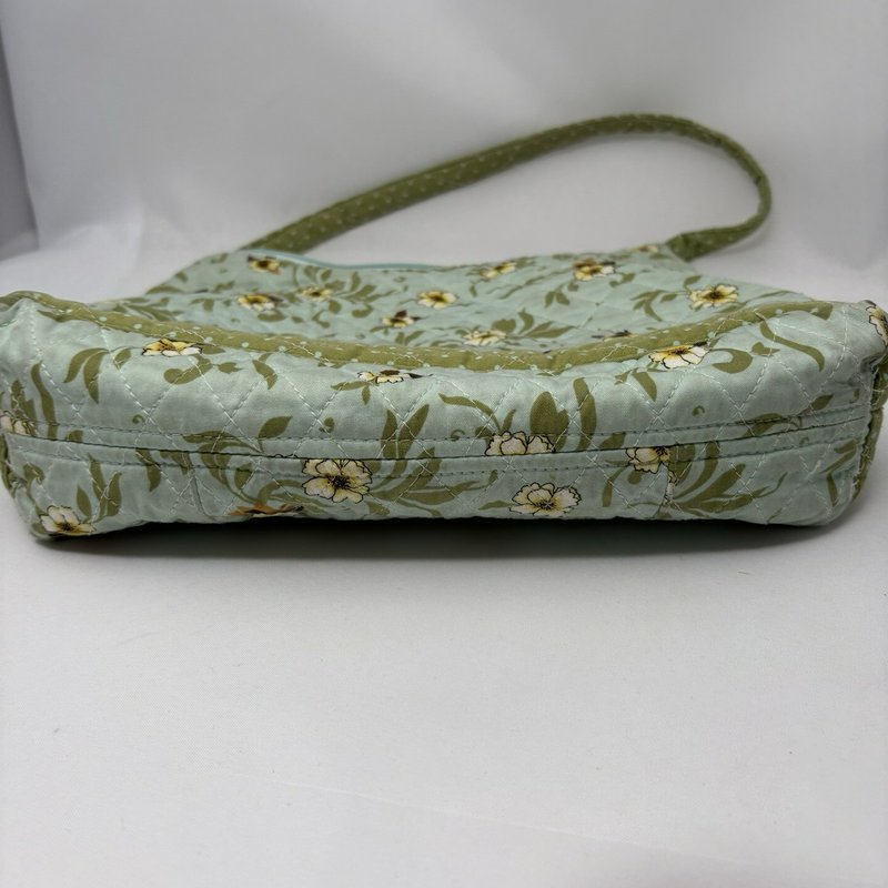 Isabella’s Journey Floral Quilted Shoulder Bag Sage Green Cotton Zip Purse