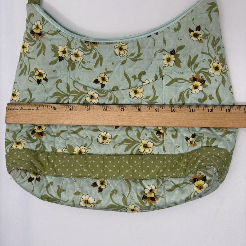 Isabella’s Journey Floral Quilted Shoulder Bag Sage Green Cotton Zip Purse