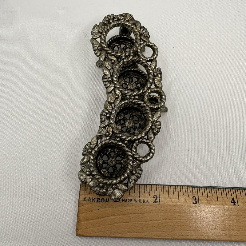 Vintage Celeste Metal Lipstick Holder 4 Slot Floral Vanity Organizer Gold Tone