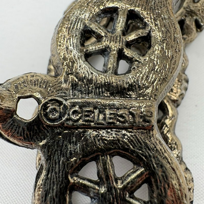 Vintage Celeste Metal Lipstick Holder 4 Slot Floral Vanity Organizer Gold Tone