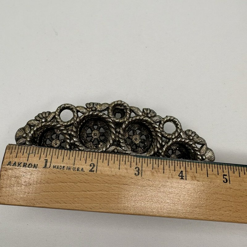 Vintage Celeste Metal Lipstick Holder 4 Slot Floral Vanity Organizer Gold Tone