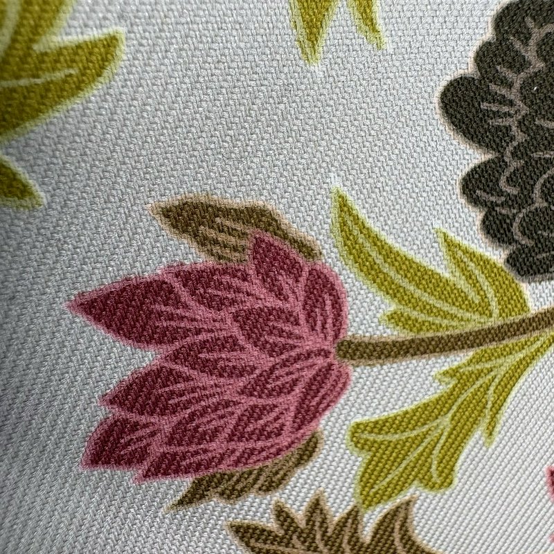 Floral Satin Scarf 30x30 Green Border Botanical Cottagecore