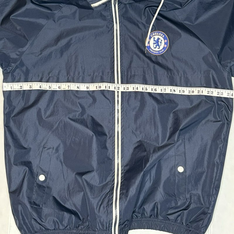 Chelsea FC Windbreaker Jacket Mens Large Blue Hooded Full Zip Soccer