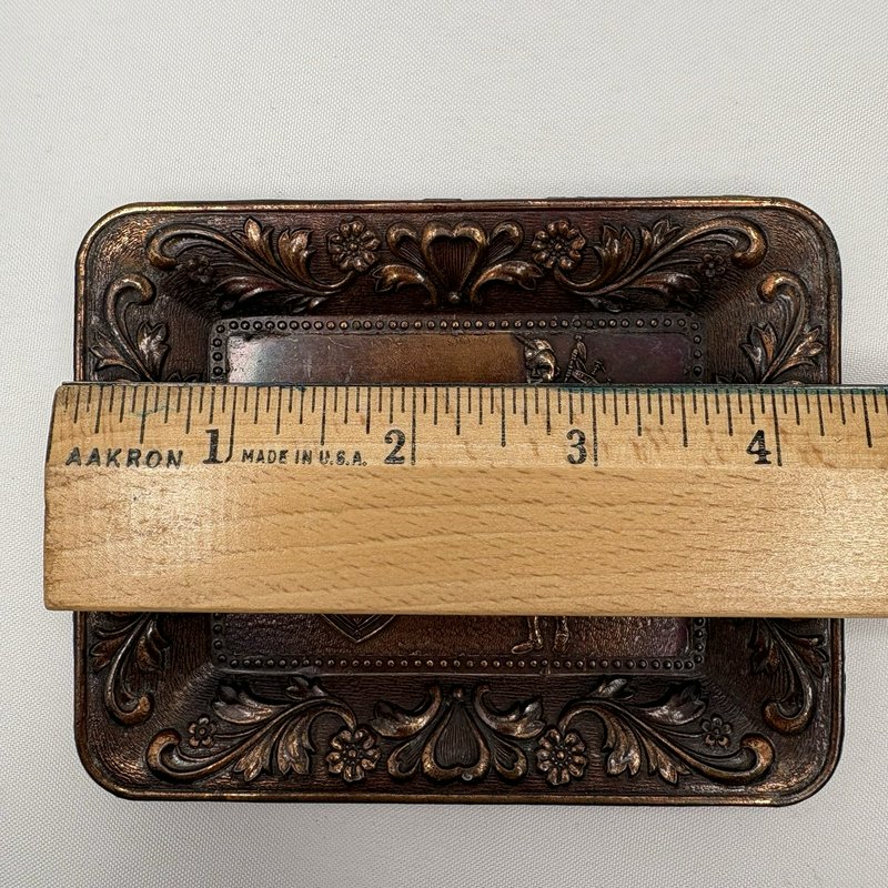 Vintage Scotland Copper Tray Daysun Japan Bagpiper Crest Trinket Dish