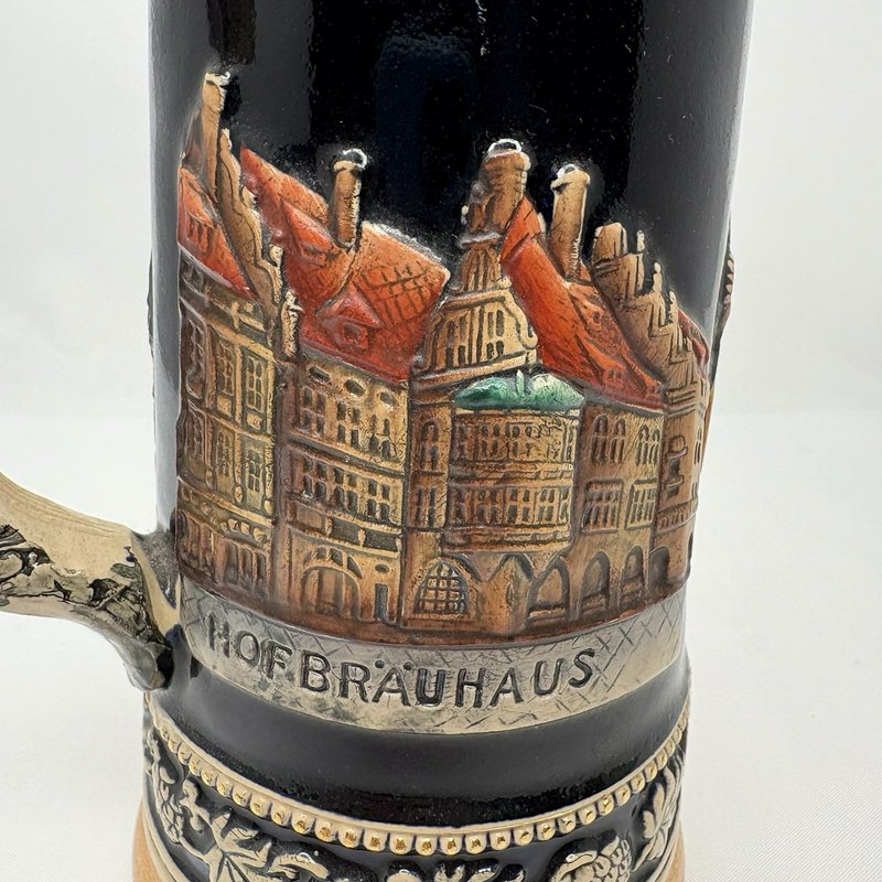 Vintage German Beer Stein München (Munich) Hofbrauhaus w/ Pewter Lid
