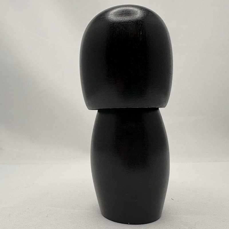 Vintage Kokeshi Doll Kinio Miyakawa Miyagi Award Artist Black Floral 5”