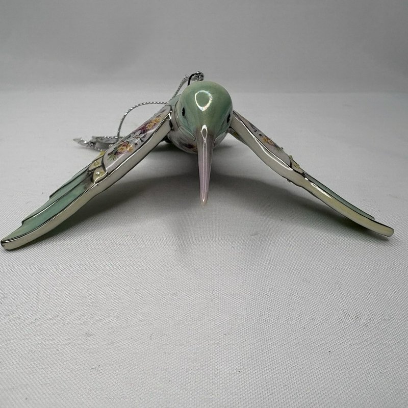 Lena Liu Aquamarine Hummingbird Ornament Bradford Editions 2004 Floral