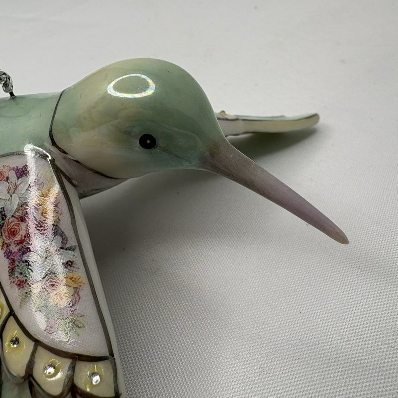 Lena Liu Aquamarine Hummingbird Ornament Bradford Editions 2004 Floral