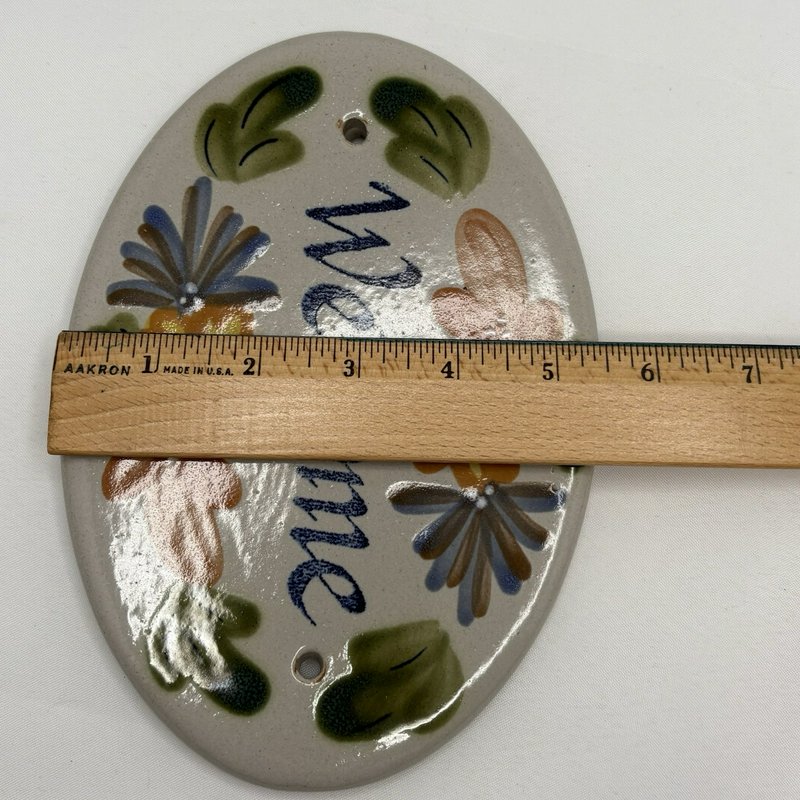 Louisville Stoneware "Welcome" Plaque Floral Wall Sign Made In Kentucky