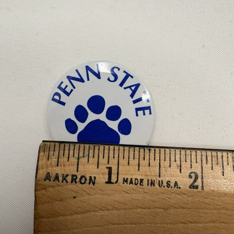Penn State Nittany Lions Paw Print Button Pin Blue White 1.5” Round