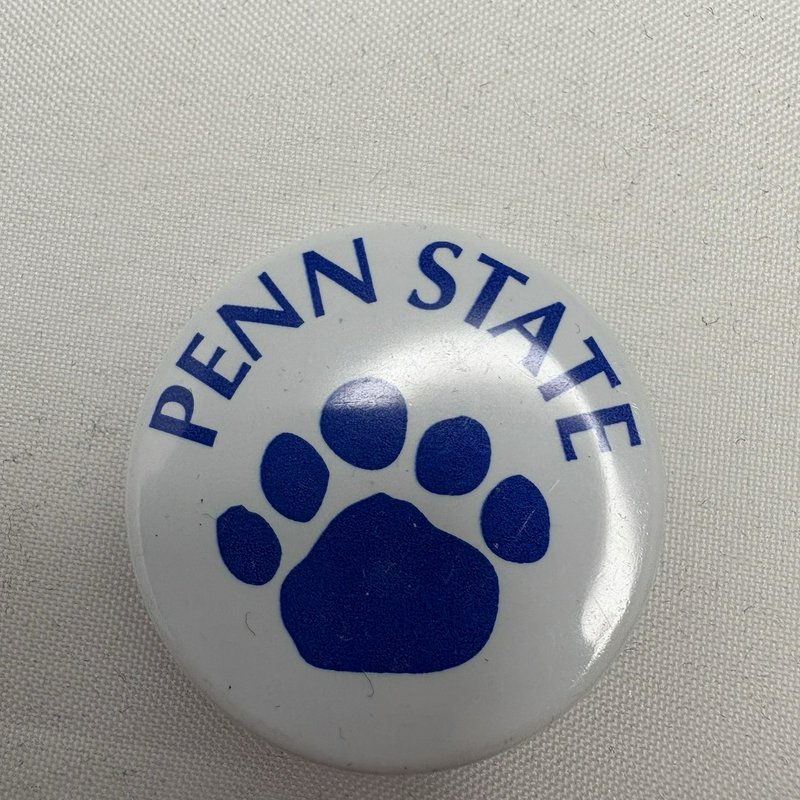 Penn State Nittany Lions Paw Print Button Pin Blue White 1.5” Round