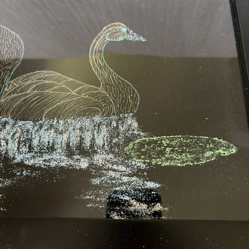 Vintage Swan Velvet Art Glitter Accents Framed Glass Wall Decor 20 x 14 inch