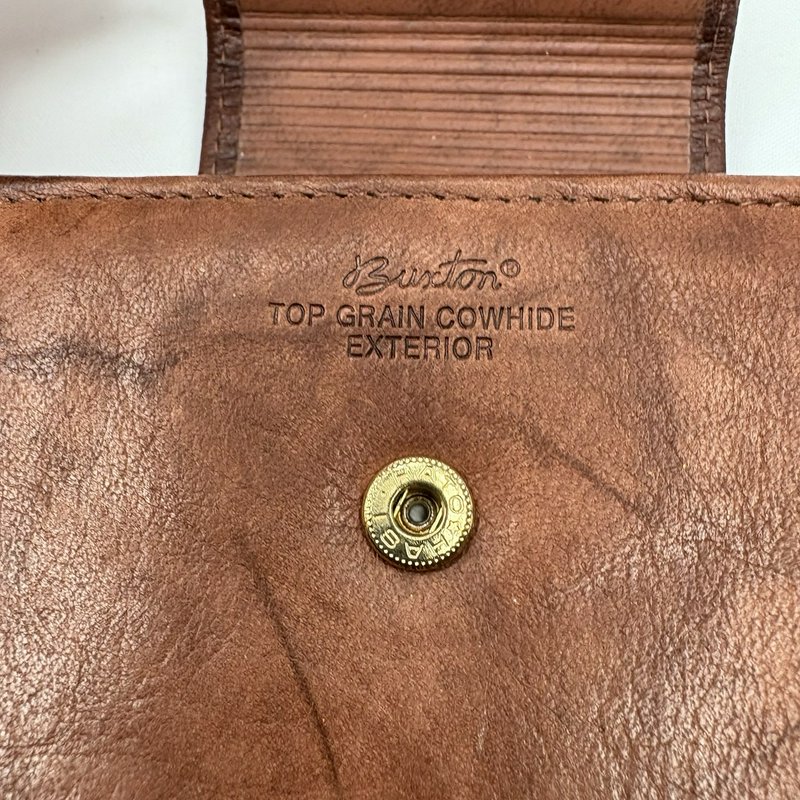 Vintage Buxton Brown "Top Grain Cowhide Leather" Wallet w/ Kiss Lock Coin Purse
